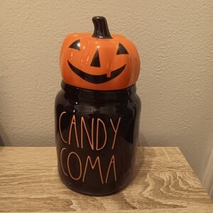 Halloween Pumpkin Candy Jar - Black and Orange